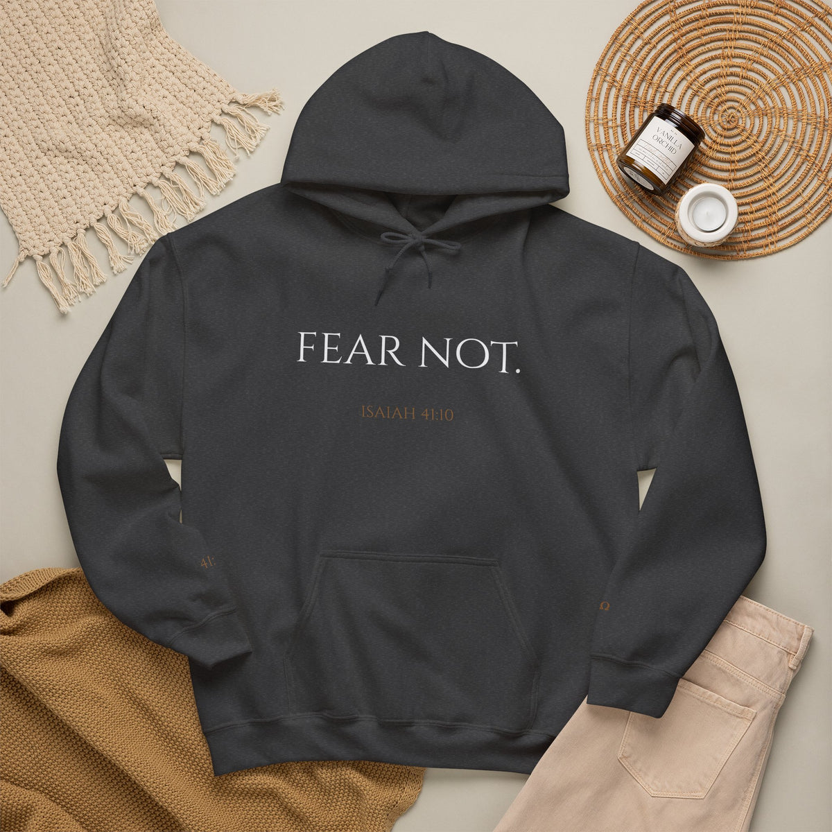FEAR NOT. | Isaiah 41:10 Embroidered Christian Hoodie