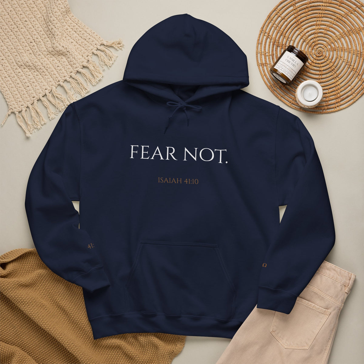 FEAR NOT. | Isaiah 41:10 Embroidered Christian Hoodie