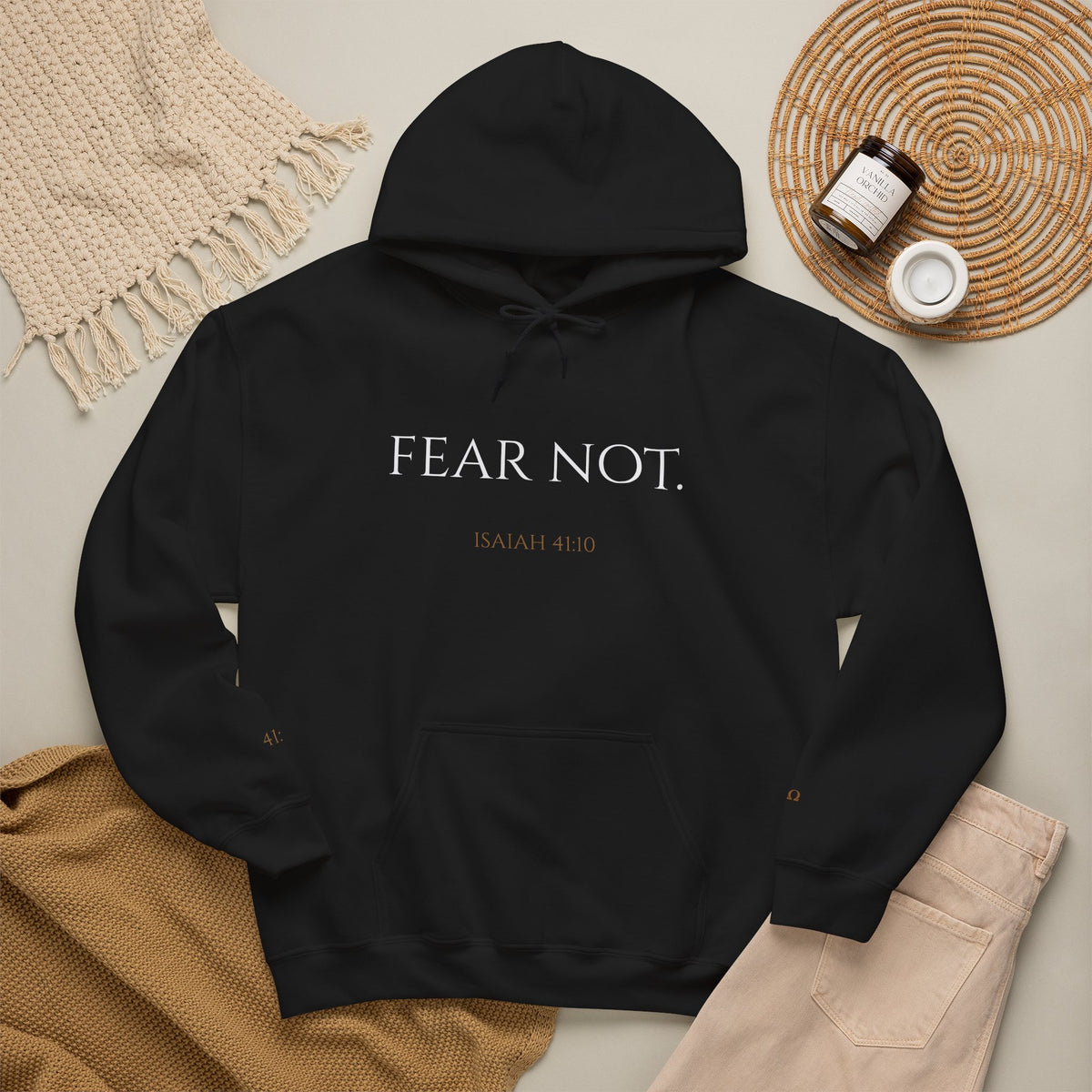 FEAR NOT. | Isaiah 41:10 Embroidered Christian Hoodie